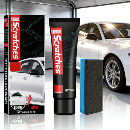 Car Scratch Remover & Cooktop Scratch Repair Wax with Sponge, Polishing Wax for Glass Ceramic Stove & Car Paint, Scratch Free Cleaner and Polish