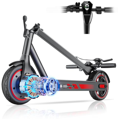 ApexSurge Electric Scooter for Adults, 10 Tires, Powerful 500W Motor, Max 40KM Long Range,Top Speed 25KM/h, Lightweight and Foldable Scooter, Dual Lighting System and Drum Brake, Smart APP Control