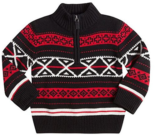 Chaps Toddler & Boys1/4 Zip Pullover Sweater (6, Black)