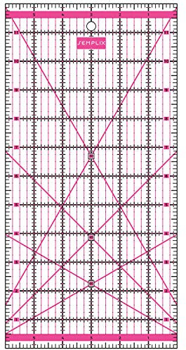 SEMPLIX Patchwork-Lineal Quilt-Lineal, transparent, mit Inch-Skala und Winkelfunktionen, ideal für Patchwork und zum Basteln, 12 x 6 inch (pink)