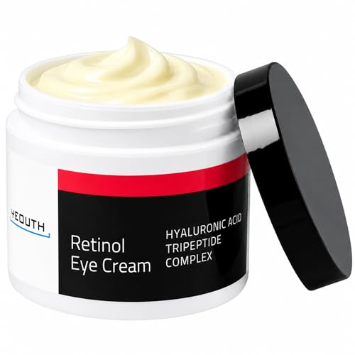 YEOUTH Retinol Ögonkräm med Hyaluronsyra och Tripeptider, Återfuktande Retinol Under Ögonkräm för ett Fräschare Utseende, Natt Ögonkräm Retinol Kräm för Ansikte, Ögonvård 58ml