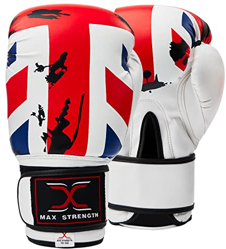 MAXSTRENGTH Boxing Gloves 4oz – UK Flag Training Gloves for MMA, Muay Thai, Kickboxing & Martial Arts | Lightweight Punching Gloves for Kids, Juniors & Bag Training