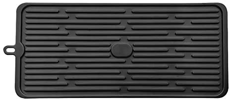 Tiardey Nero 17,5 x 8 Tappetini per Piatti in Silicone per la Cucina.Cuscinetti isolanti,Tappetino da banco,sottopentola per Tappetino da Bar,Supporto per pentola Calda Resistente al Calore