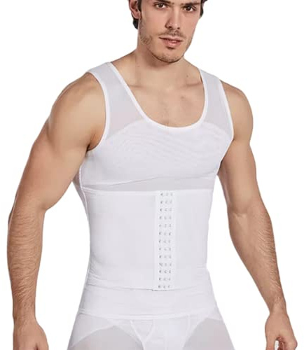 Miederbody Shapewear figurformare för män magkontroll undertröja topp midjeformare(Color:白色,Size:L)