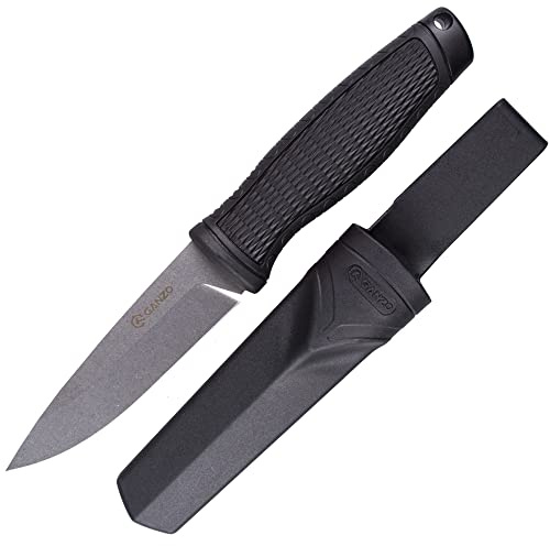 Ganzo G806-BK Coltello a Lama Fissa 8CR14 Lama in Acciaio Inossidabile Manico Ergonomico Antiscivolo Campeggio Caccia Pesca Coltello da Esterno con Fodero (Nero)