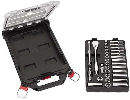 Milwaukee Ratchet and Socket Wrench Insert Set 1/4 Inch Metric 28-Piece in Packout Compact Organiser Slim
