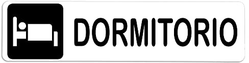 Becral® - Señal adhesiva de PVC DORMITORIO | Placa puerta PVC BLANCO | Señal informativa | Cartel Puerta 200X50mm