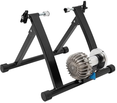 KIOPOWQ Fahrrad Rollentrainer Radfahren Übung Stationäre Fahrradständer Indoor Bike Trainer Ständer Fahrradtrainer Schwarz