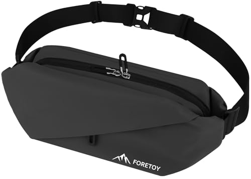 FORETOY Bauchtasche für Herren und Damen, Gürteltasche mit Flaschenhalter, Schultertasche Bauchtasche groß, Wasserdicht Stylisch Crossbody Bag, Sport Hüfttasche für Laufen Camping Wandern Fahrrad