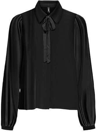 ONLY Onlalma Life Vis L/S Felina T-Shirt uni Blouse, Noir, XS Femme