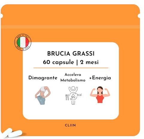 Brucia Grassi Potenti Veloci, Integratore Made in Italy 60 capsule, Dimagrante forte veloce, Perdita peso, Termogenico, Drenante, Energia, Bruciagrassi