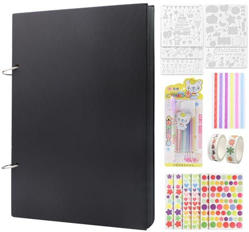 Fotoalbum zum Selbermachen, Schwarz, Fotoalbum mit Spulen-Design, kleines Geschenkseiten-Set für Hochzeit, Geburtstag, Familie