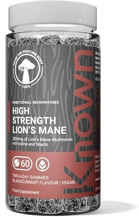 Gummies ad Alta Concentrazione di Criniera di Leone – Con Vitamina D & Zinco – Gusto Naturale di Ribes Nero – 60 Gummies Vegani (Fornitura di 30 Giorni)