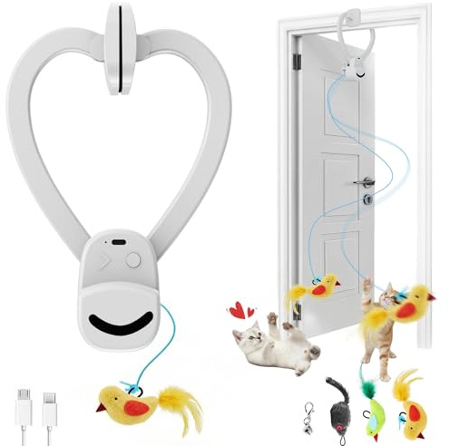 CATPICK Interactive Cat Toys for Indoor Cats Automatic Electric Flying Bird Feather Mouse Toy - Best Kitten & Adult Cat Enrichment Mouse cat Toy Hanging Electric Kitty Toys for Bored Cats