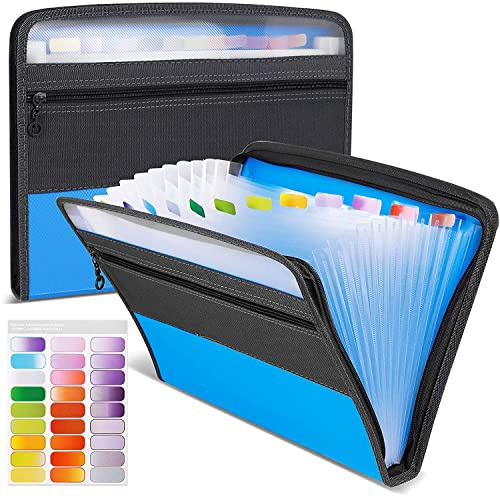 Carpeta Clasificadora, 13 Bolsillos Clasificador Documentos Acordeon, Portátil Extensible Organizador de Archivos A4 de Cremallera