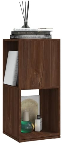 Tomostar Bibliothèque Rotative à 2 Niveaux, Étagère à Livres Tournante Chêne Marron 34,5x34,5x75,5 cm Bois ingénierie