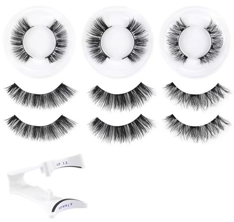 Magnetic Eyelashes with Applicator – 3 Pair Reusable Magnetic Lashes No Glue Needed – Natural Look False Lashes for Everyday Wear & Special Occasions