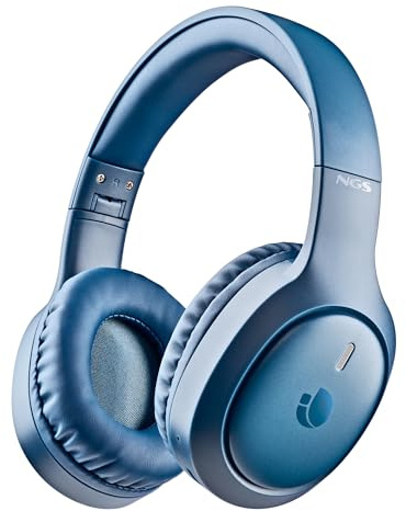 NGS Artica Tempest Blue – Auricular circumaural Inalámbrico Compatible con Tecnología Bluetooth, 28h Autonomía, Control Táctil, Micrófono ENC, Base de Carga USB-C, IPX5, Azul