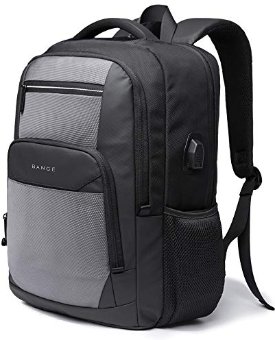 Lightweight School College Backpack 15.6 Inch Laptop Bookbag Water-Repellent Computer Rucksack Laptop Bag Nylon Casual Daypack with USB Charging Port for Travel/Business/College/Women/Men (Grey)