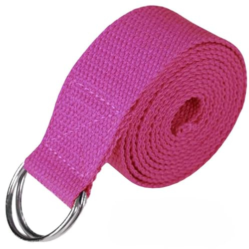 Yoga Stretch Strap D-Ring Belt Fitness Exercise Leg Strong Band Gym Figure Waist (Pink 6 feet)