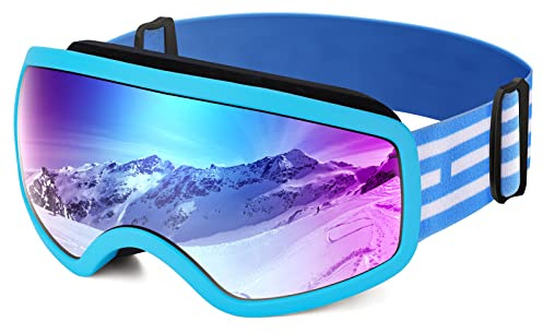 EasYoung Occhiali da sci per bambini, occhiali da sci e snowboard, per ragazzi e ragazze, compatibili con casco da neve