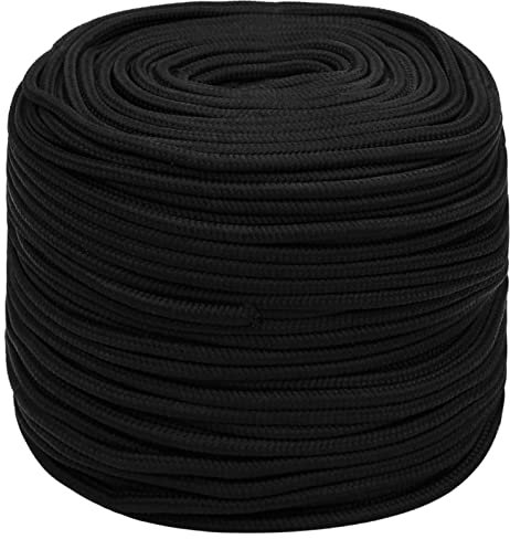 ZEYUAN Cuerda de Trabajo, Escalada Material, Arnes Arborista, Cuerda Anticaída, Cuerda Bdsm, Cuerda De Seguridad para Bicicletas, poliéster Negro 8 mm 25 m