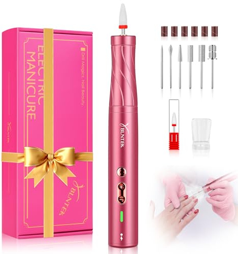 YBLNTEK Elektrische Nagelbohrmaschine, Kabelloses Nagelbohrer-Set, Professionelle Maniküre Pediküre für Acryl-Gel-Nägel, 30000 U/min Tragbare Nagelfeile mit LED-Licht