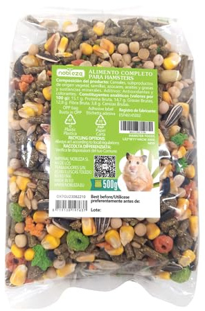 Nobleza - (4 * 500g Comida para Hámsters, Pienso Premium para Hámsters Enanos, Alimento Sana y Sabrosa para Ratones, Desgaste de los Dientes y Salud Dental