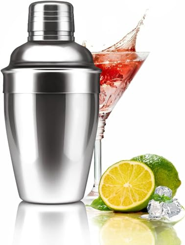 Zrorgons Stainless Steel Cocktail Shaker - Classic Martini Mixer with Built-in Strainer, Perfect for Home Bar or Bartender Gift - Compact and Portable 11.8oz (350ml) Size for Single Martinis