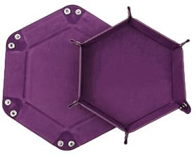 Würfelteller, Würfeltablett Klappbar Hexagon PU Leder Samt Halter für Dungeons and Dragons RPG Spiele - Faltbares Sechseck-Würfelspiel-Tablett (Lila)