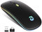 BQSS Wireless Mouse, LED Slim Silent Mice, 2.4G Portable Office Optical Mouse with USB Receiver & Type-C Adapter, 3 Adjustable DPI for Laptop, Computer, PC, Notebook, Desktop (Black)