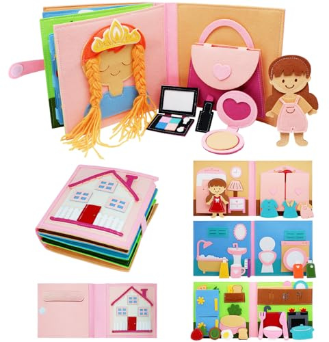 BizyKoady Montessori Felt Busy Book Toddlers Quiet Book Preschool Early Learning Educational Travel Toys for Kids Age 2 3 4 5 6 Years Travel Essentials Daily House Learning Activities Girls