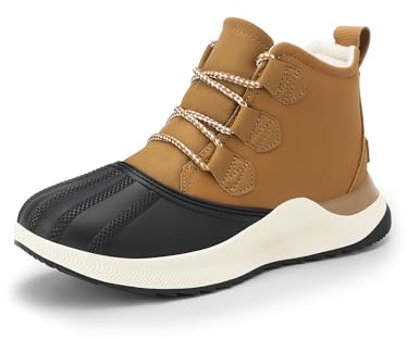 DREAM PAIRS Ankle Winter Boots for Women Waterproof Lace Up Anti-Slip Warm Snow Booties Fashion Sneaker Boots,Size 9,Tan,SDSB2416W