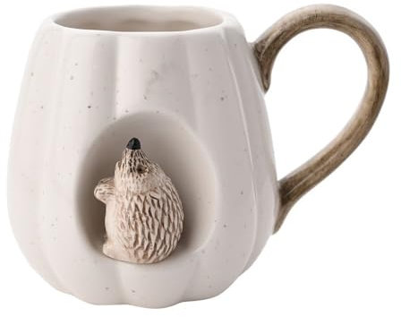 Widdop - Tasse en céramique émaillée blanche Hérisson - Décoration intérieure pour thé, café, cuisine et dîners - Amour des animaux et nature