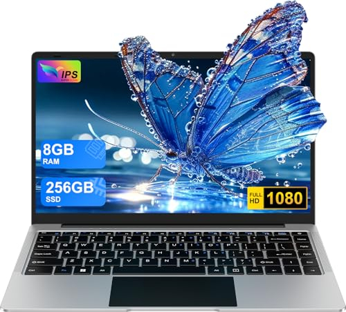 bvate 2025 Laptop 14 Zoll Win11 8+256GB SSD Unterstützung 1TB Notebook Celeron N4020 (bis2.8GHz) 1920x1080p WiFi BT4.2 Deutscher Tastaturschutz und kabellose Maus-Silver