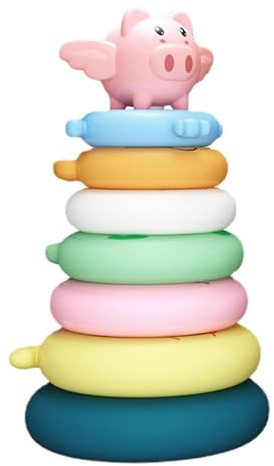 Zopoee Empileur de Tour d'anneau Arc-en-,Jouet d'anneaux empilables Arc-en-Jouets empilables Classiques - Jouet empilable pour bébé Nouveau-né, Jouet de Dentition pour bébé