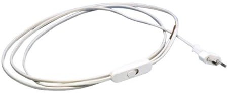 Brightium Cable plano de 2 m color blanco con conexión a clavija; ideal para conectar dispositivos eléctricos y cargar aparatos electrónicos.