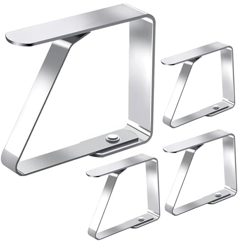 ANDSHUAI 4 Pièces Pince Nappe,Pince Nappe Table Epaisse,Inoxydable Attache Nappe,Pince Nappe Exterieur,Poids pour Nappe,pour Restaurant,Jardin,Mariage Fête,7.5 x 8cm