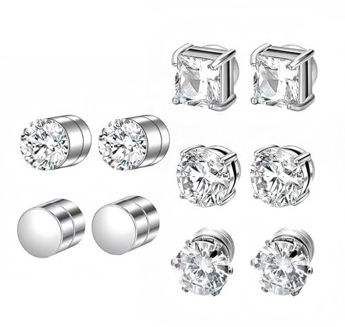 Magnet Ohrringe Herren, 5 Paar Magnetische Herren, magnetschmuck damen, klipp ohrringe, 6mm Exquisit Damen, Einfachheit Magnet Ohrringe, earrings men, Modeaccessoires Magnetische