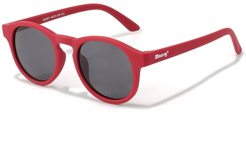 Maesy Gafas de Sol Niños 6-12 Años - Lentes Polarizadas UV400 Categoría 3 - Montura Flexible - Diseño Redondo, Seguras y Cómodas - Novi, Rojo