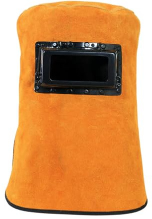 ARTSEWPLY Casco Da Saldatura in Pelle Di Bovina Resistente Al Calore Con Protezione Anti-scorie e Visiera Ribaltabile Per Viso Spalle e Collo Protezione Per Saldatori Professionali