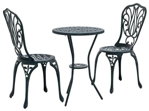 Genérico Set Bistro da Giardino 3 PCS Verde Alluminio,Verde,11.77kg,42002385