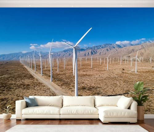 Spring Wall Mural Peel and Stick Palm Springs Wind Farm Close up Windmills Wallpaper Self Adhesive Removable Large Wall Stickers Home Decor for Living Room Bedroom 100x144