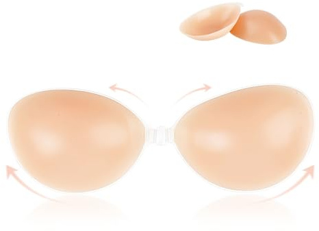 SZMK Reggiseno Adesivo Push Up,Reggiseno Invisibile Silicone,Coppe Adesive Seno Riutilizzabili,Reggiseni Schiena Scoperta Senza Spalline,Sticky Bra Adhesive per Abito da Sera, Abito da Sposa - C