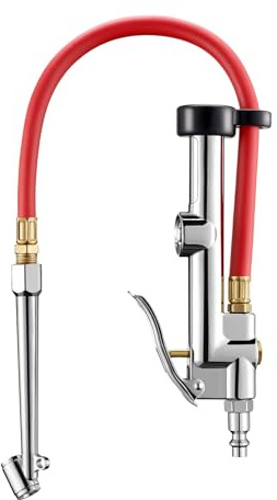 AstroAI 25.6'' Heavy-Duty Tire Pressure Gauge with Inflator, Dual Head Chuck ANSI B40.1 Accurate Tire Inflator with Pressure Gauge, 10-120PSI, Compatible with 1/4 NPT Air Compressor