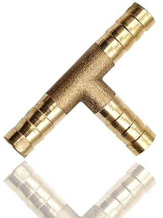 Conector de púas de 8 mm, 3 vías, latón macizo, manguera en T, adaptador de conector para combustible, aire, agua, gas, aceite (paquete de uno)