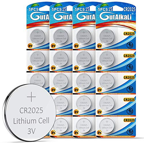 GutAlkaLi 20 Stück CR2025 3V Lithium Knopfzellen CR 2025 Batterien (CR2025-20 Stück)