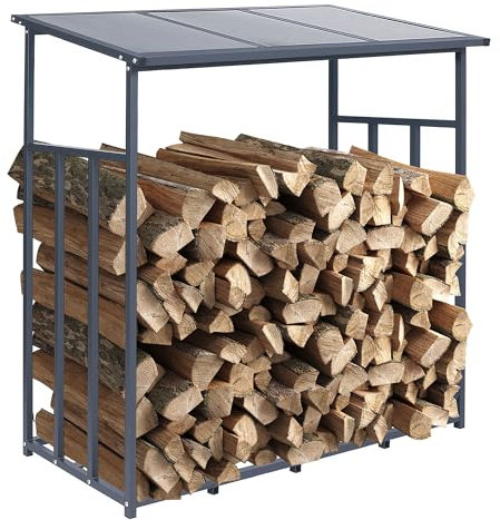 ML-Design Scaffalatura Legna da Ardere Camino Caminetto Stufa Antracite XL 143 x 145 x 70 cm 1,2 m³ Deposito Legnaia Aperta da Giardino Cortile Casa Interno Esterno Capannone Supporto in Metallo