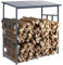 ML-Design Estante de Metal para Almacenamiento de Leña Antracita XXL 143x70x145 cm Soporte para Madera en el Exterior Cobertizo de Troncos para Chimenea 1,2 m³ con Techo Protector Intemperie