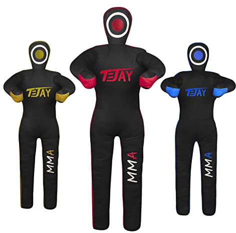 T=JAY MMA Standposition Grappling Schnuller für Jiu Jistu Brazilian BJJ, Wrestling, Judo Karate Werfen und Schnuller für Unterlegung, ungefüllt (119,4 cm), Schwarz Rot